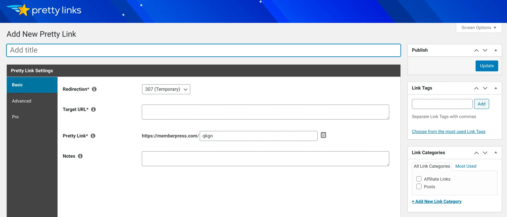 Utiliser PrettyLinks pour créer des liens de redirection 