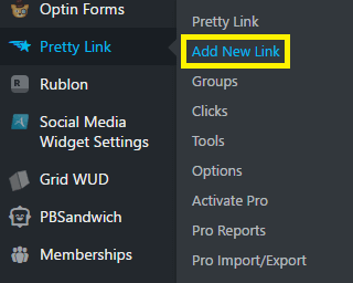 Pretty Links Add New Link