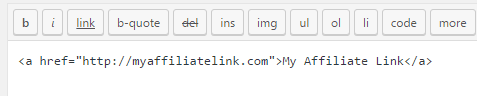 WordPress editor text pane link