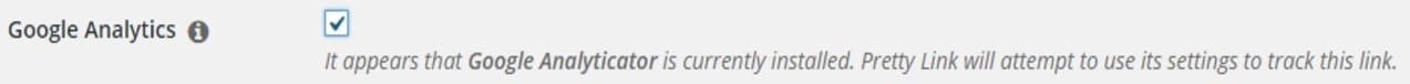Enable Google Analytics in Pretty Links link options