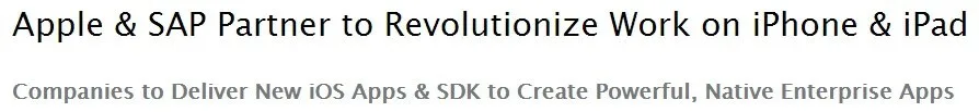 Anúncio de parceria comercial entre a Apple e a SAP para melhorar a marca comercial 