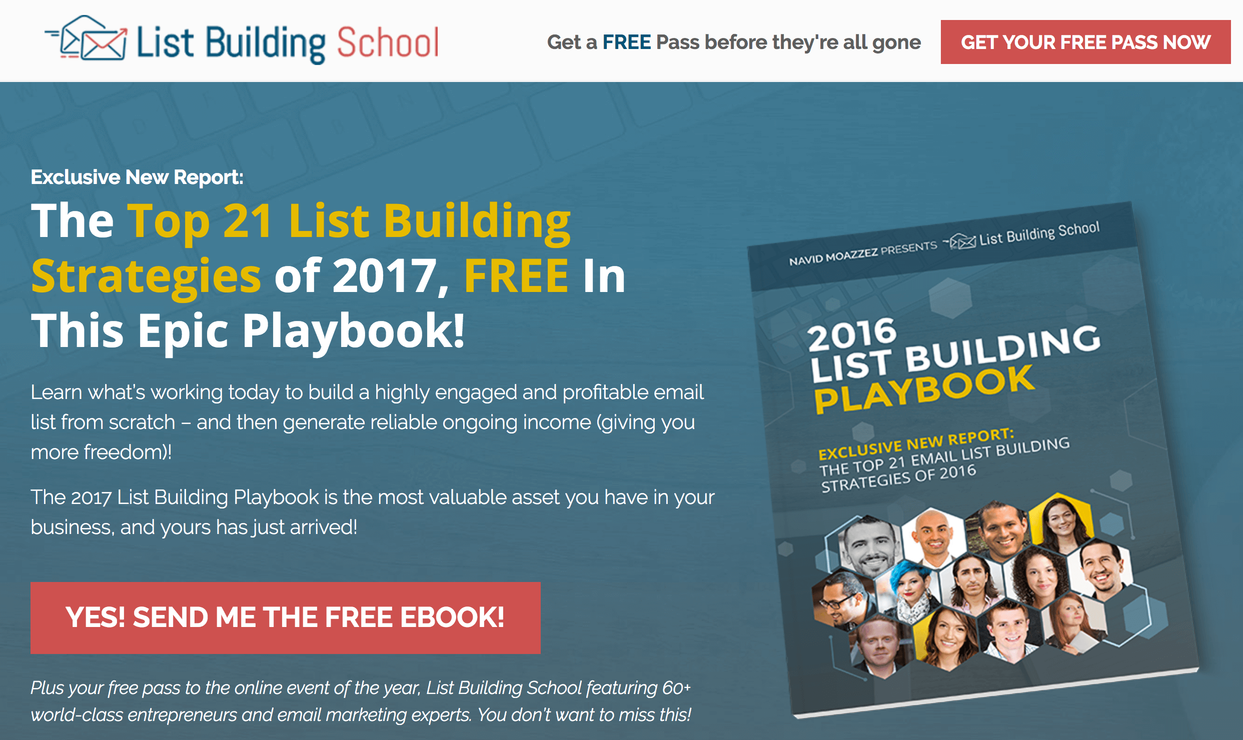 The List Building School landing page.