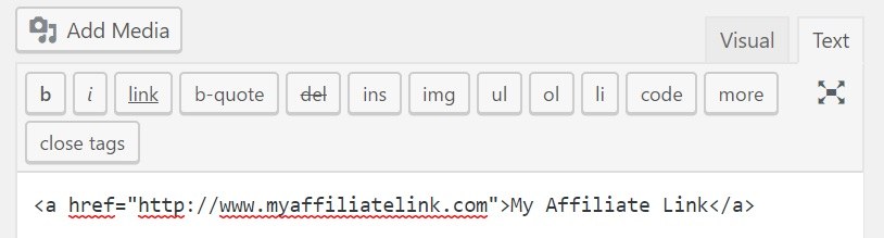 An HTML "dofollow" link in WordPress editor