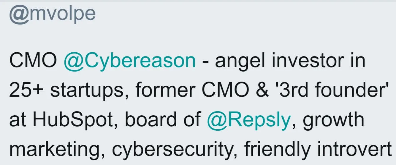 Mike Volpe's Twitter-Profil Bio