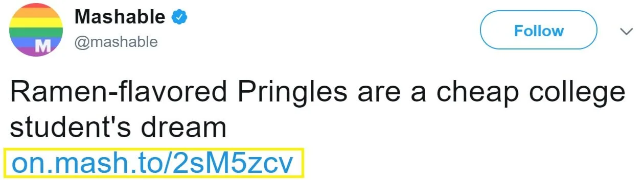 Un lien court marqué dans les médias sociaux