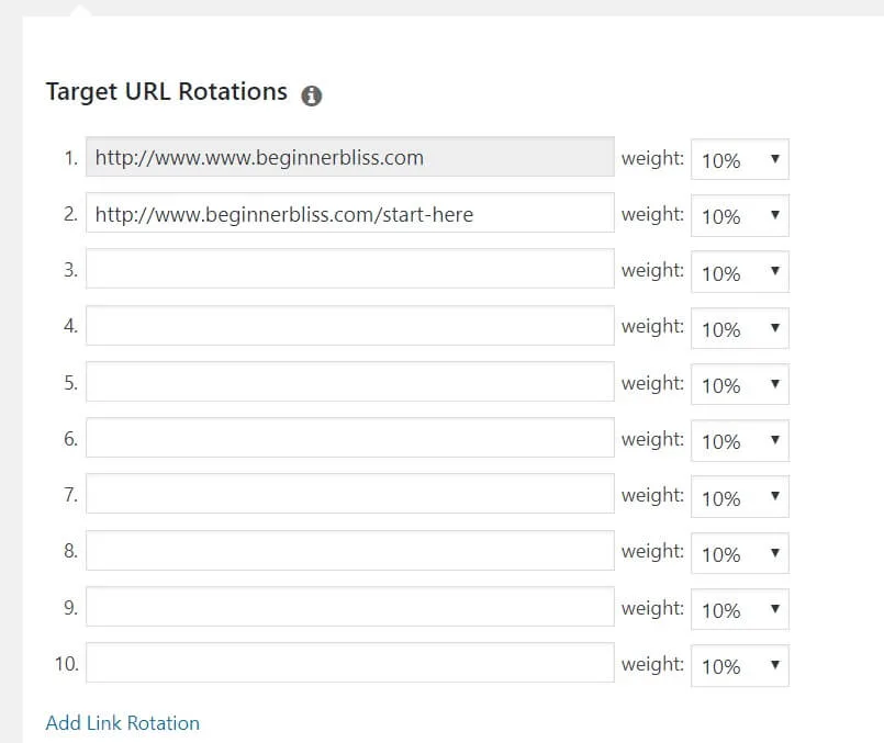 Pretty Links's multiple link rotations