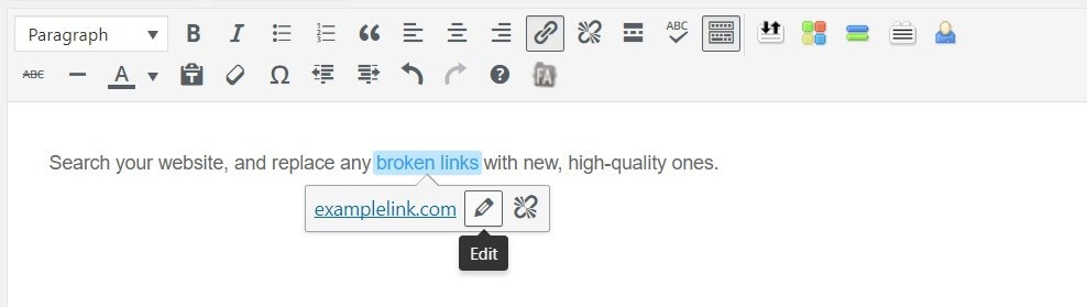 Fixing a broken link manually within WordPress
