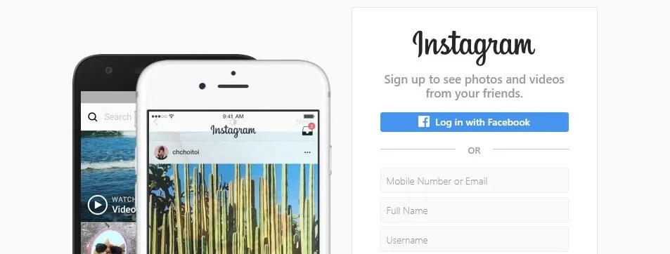 Instagram homepage