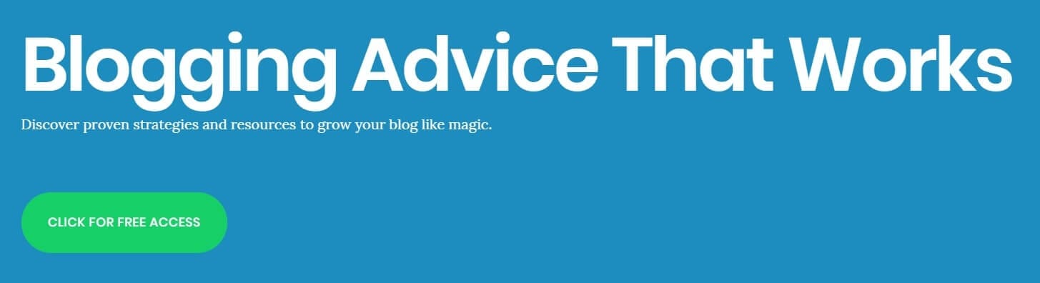 Un appel à l'action sur la page d'accueil de Blogging Wizard