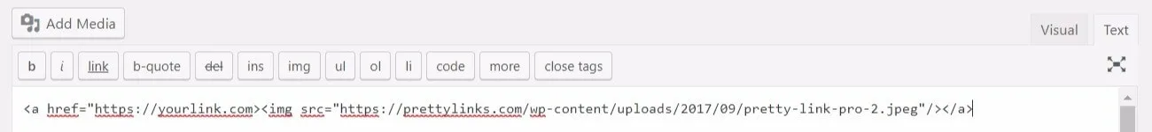 O código para uma imagem vinculada