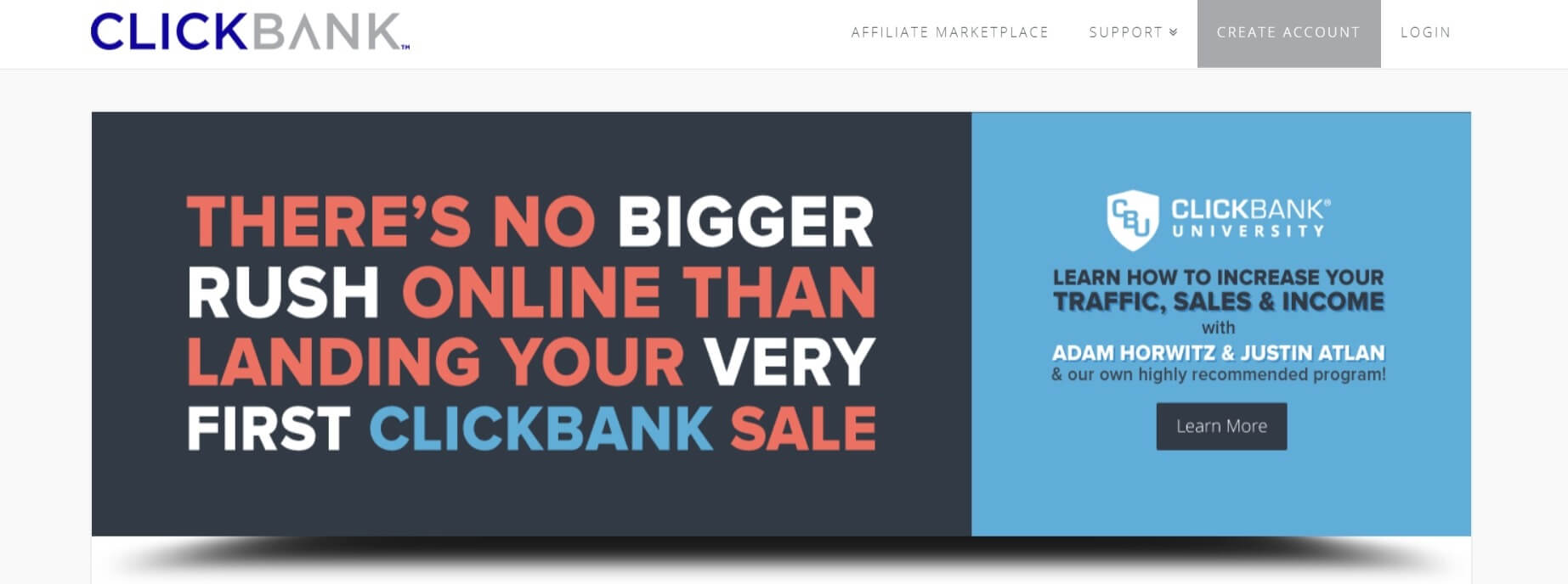 The Clickbank homepage
