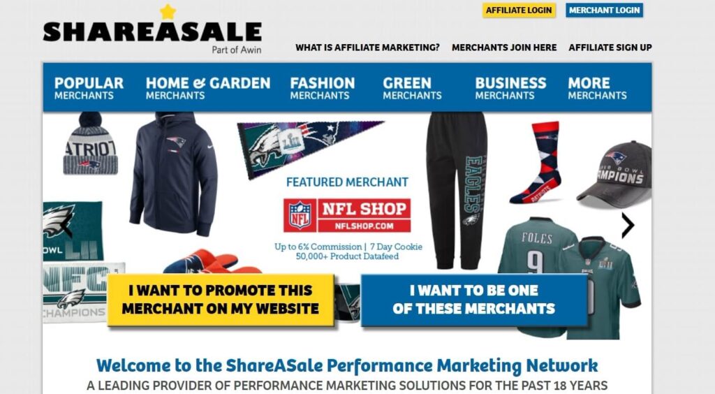 The ShareASale homepage