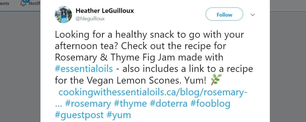 Um exemplo de promoção de guest post no Twitter