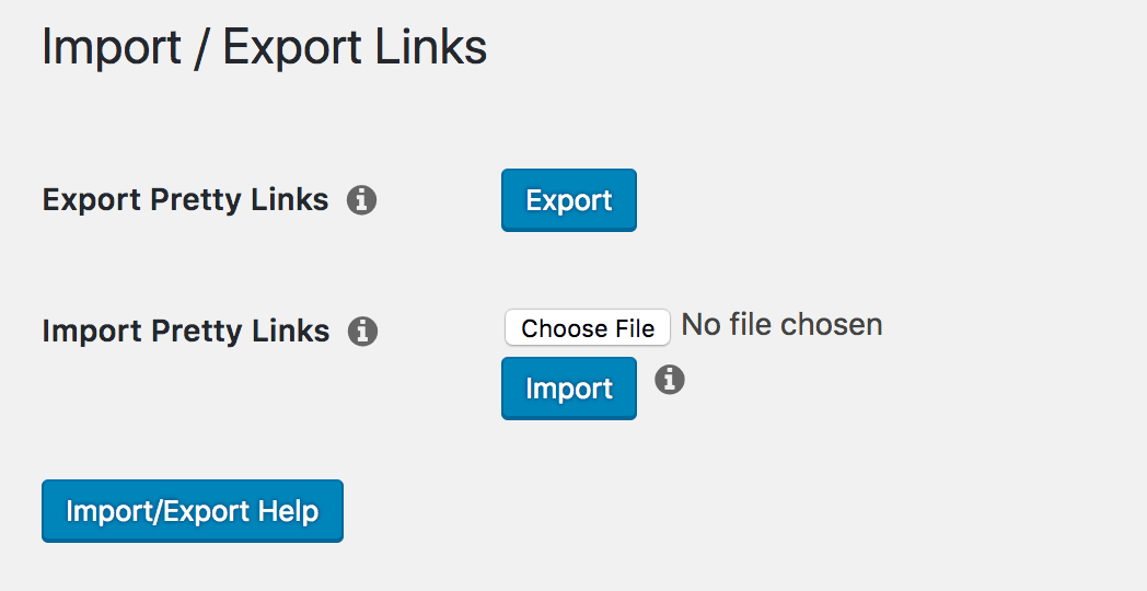 The Import and Export options.