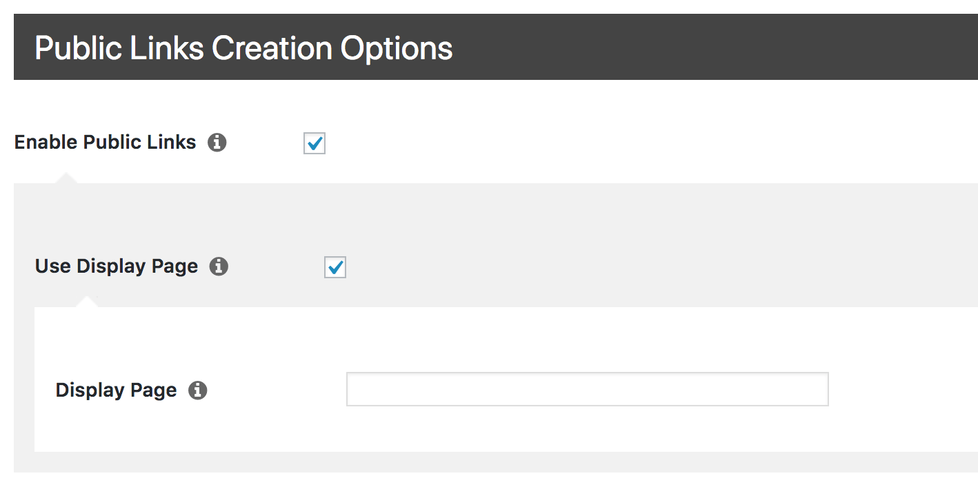 The Use Display Page option selected.