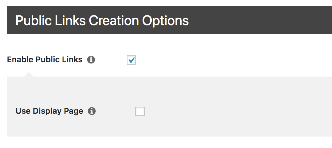 The Enable Public Links option selected.