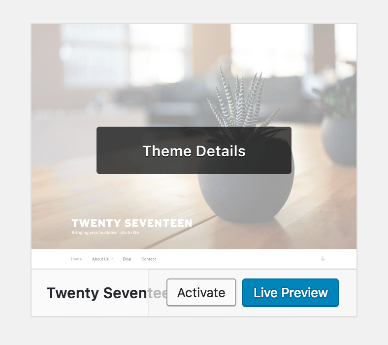 Activating the Twenty Seventeen theme.
