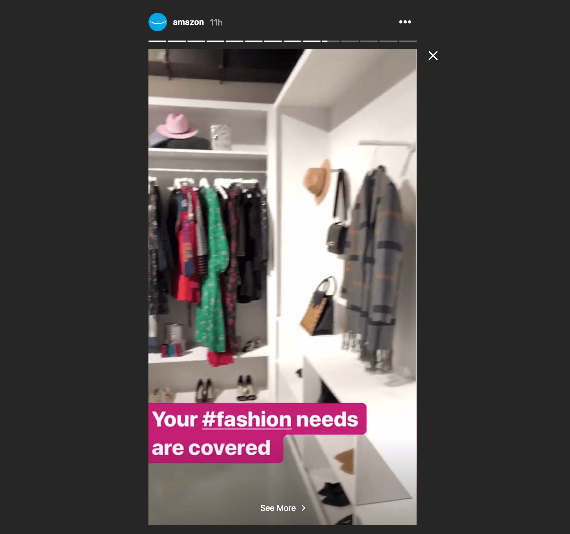 A screenshot from a Instagram Story video posted by Amazon, showing a clickable link.