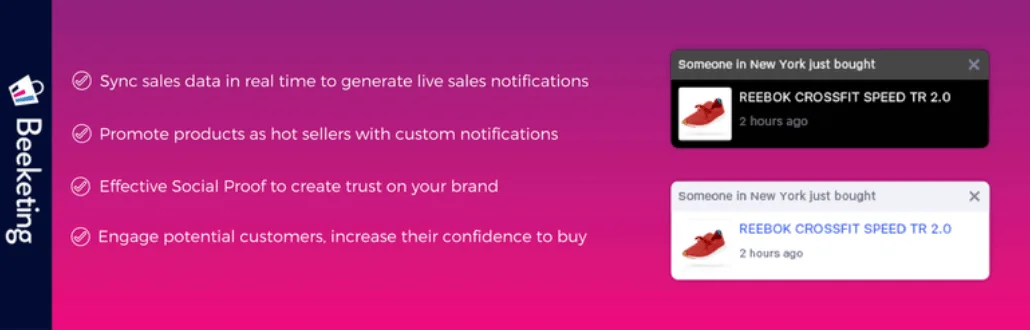 Le plugin WooCommerce Live Sales Notification.
