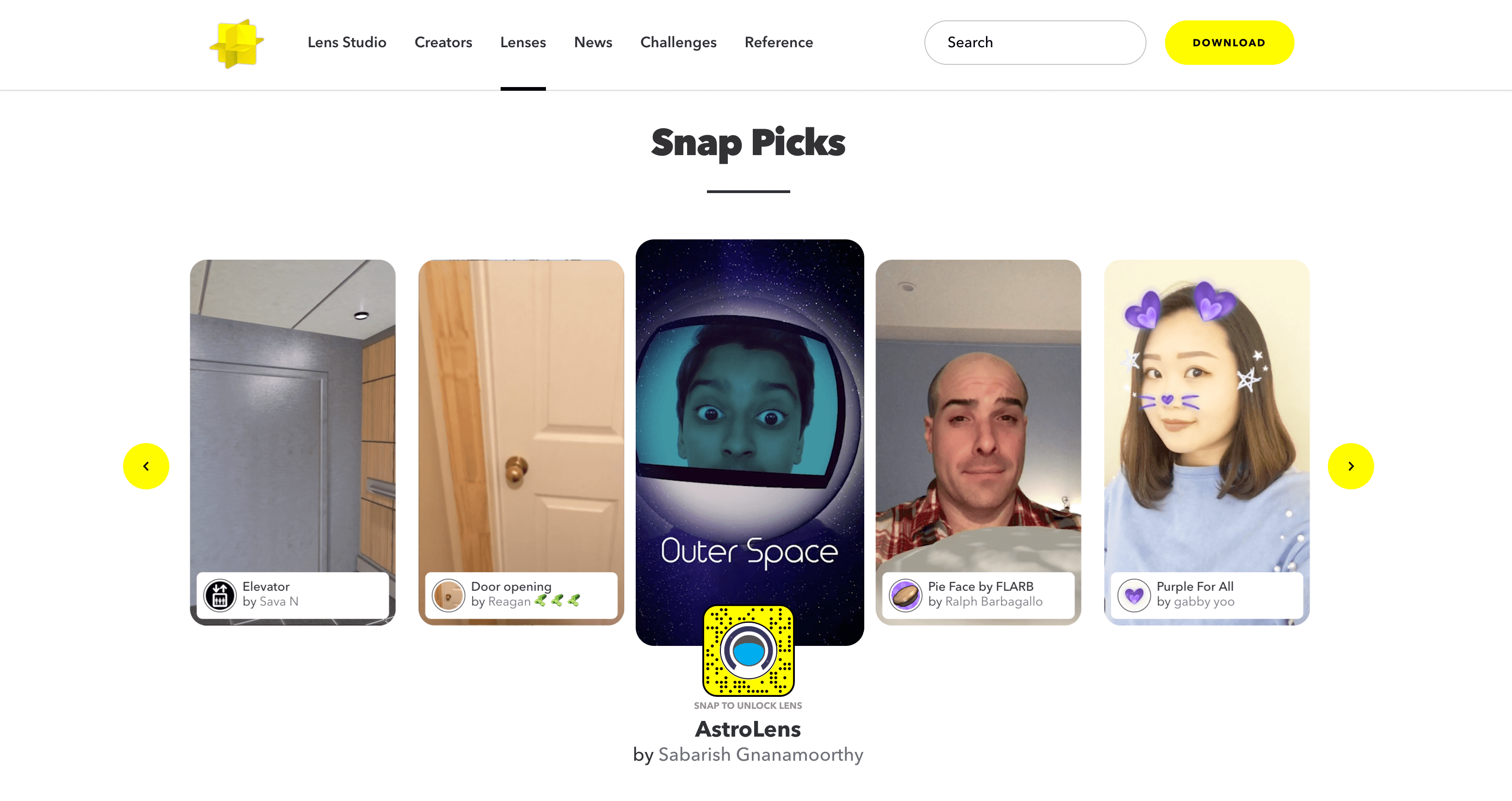 Snapchat lenses created by users.