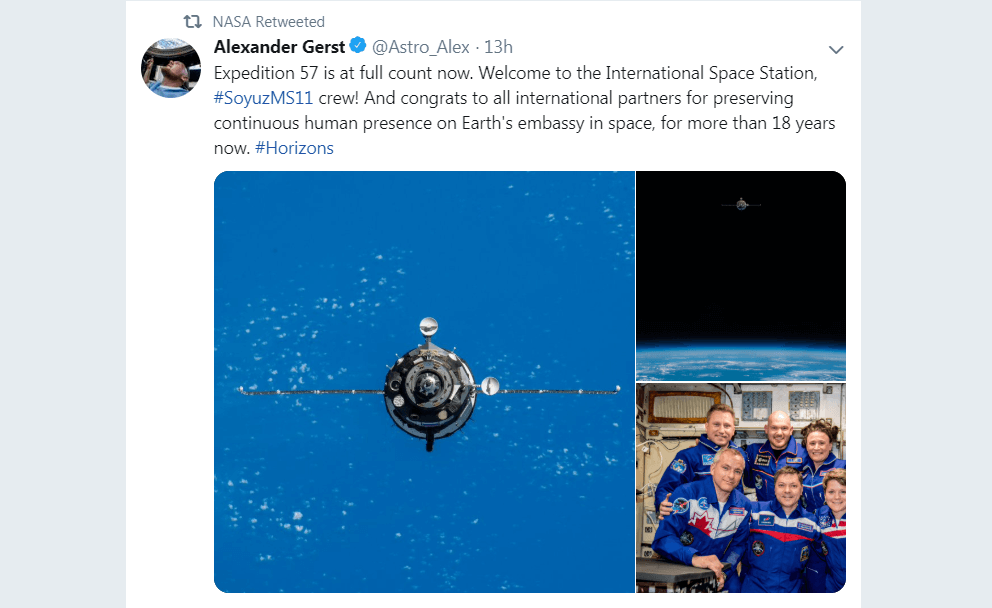 A retweet on the NASA account.