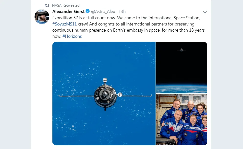 Um retweet na conta da NASA.