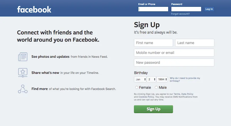 Una CTA en Facebook.