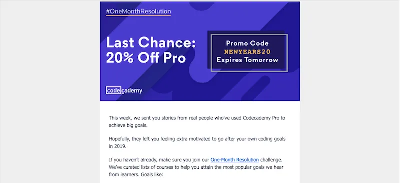 Un CTA de CodeAcademy.