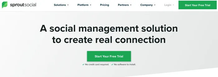 El sitio web de Sprout Social.