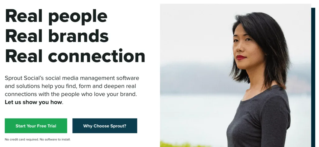 Ein Screenshot der Sprout Social Website.