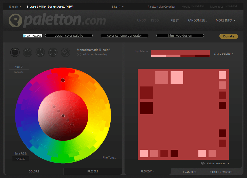 The Paletton color tool.