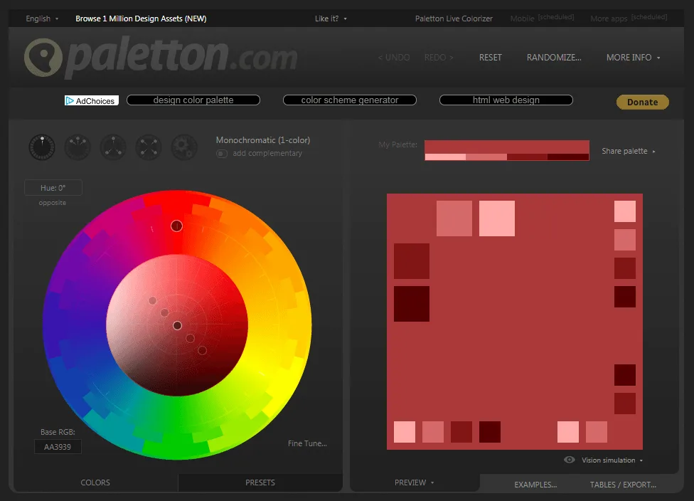 L'outil de couleur Paletton.