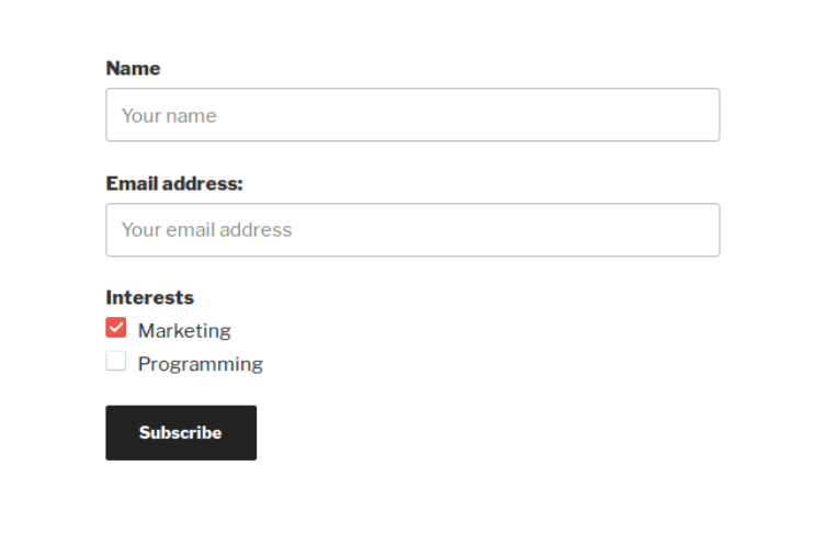 An email marketing sign-up form.