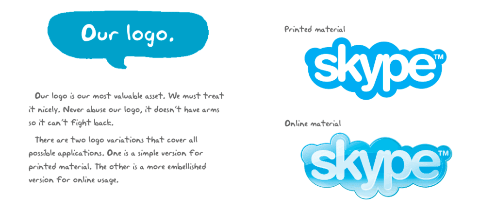 An example of logo guidelines from Skype's Style Guide