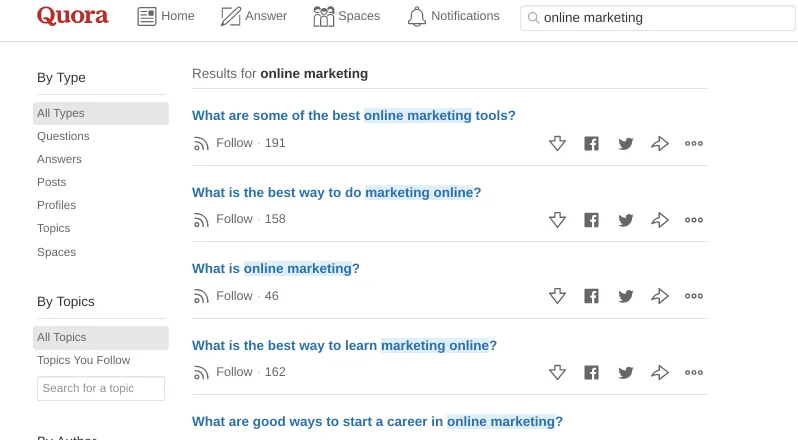 A search on Quora.