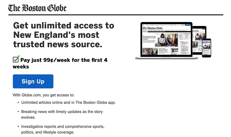 Boston Globe veranschaulicht das F-förmige Muster