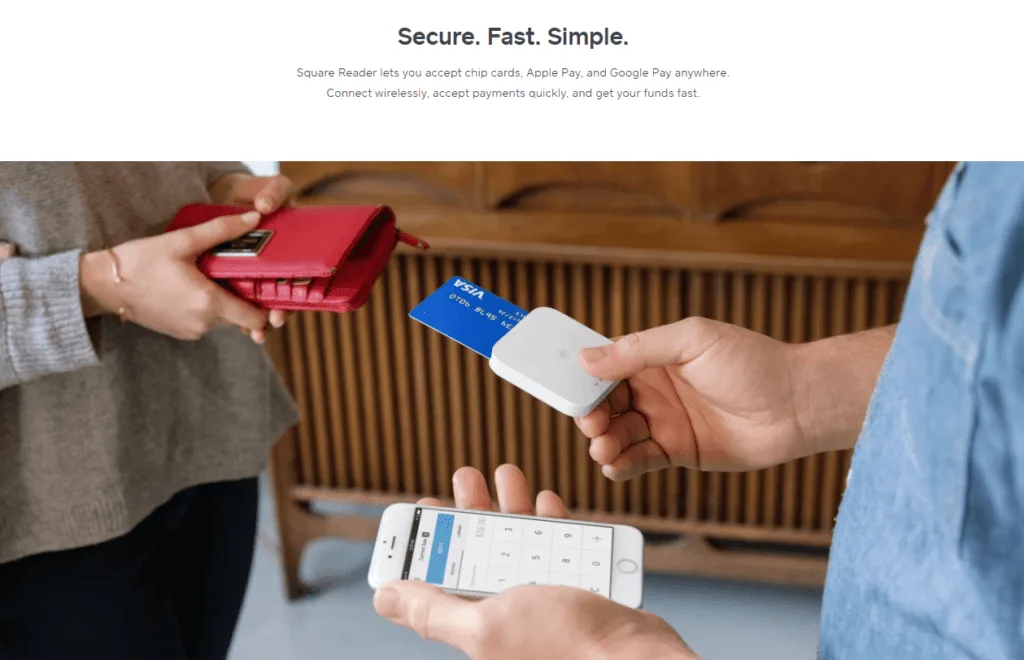 Le lecteur de cartes Square utilise des images pour montrer le fonctionnement de son produit.