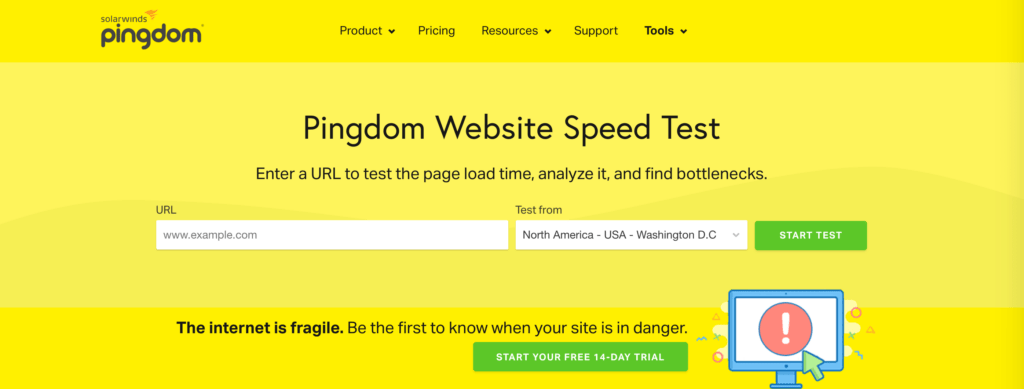 The Pingdom page speed test.