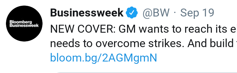 A Bloomberg Businessweek tweet that includes a branded link.