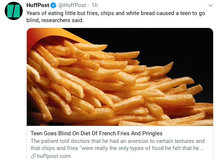 A Huffington Post tweet about french fries.