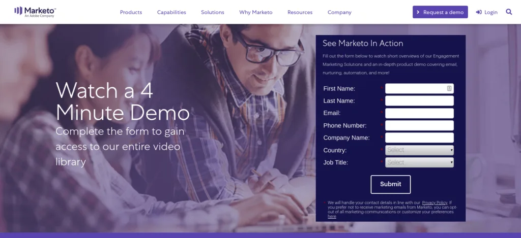 A Marketo post-click landing page.