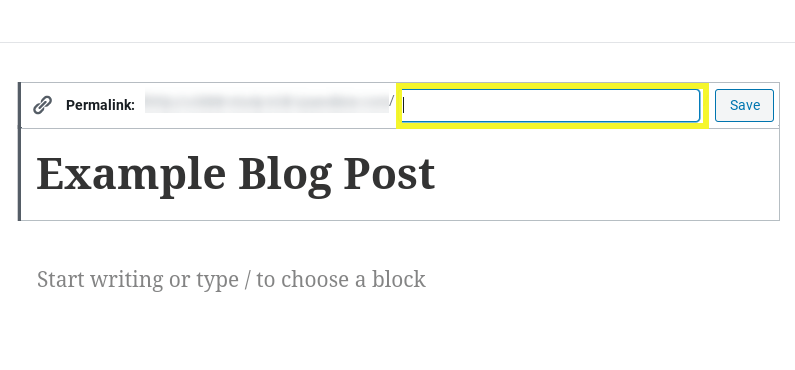 The Permalink edit box in WordPress post.