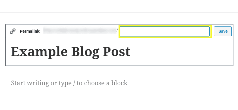 El cuadro de edición Permalink en WordPress post.