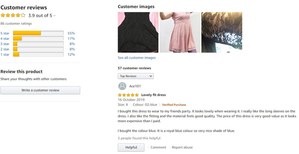 A customer review featuring user-generated images.