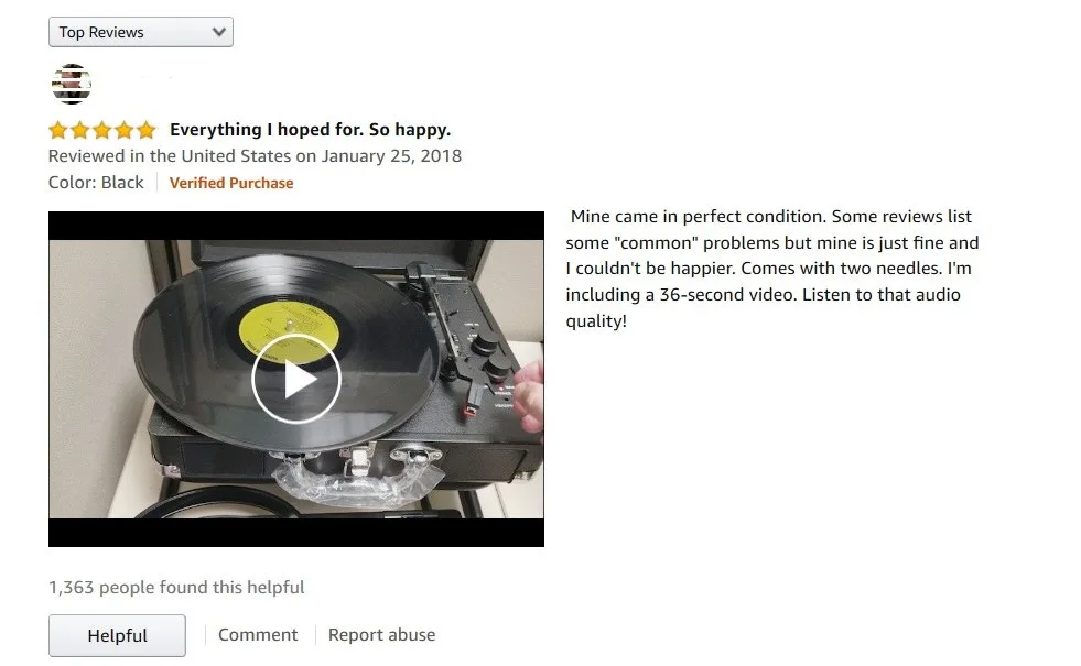 Ein Beispiel für Feedback durch eine positive Nutzerbewertung.