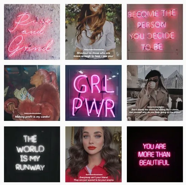 A checkerboard style grid on Instagram.