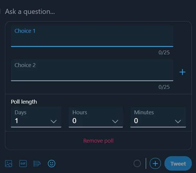 Ajouter des choix de réponses à un sondage Twitter.