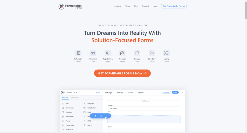 formidable forms homepage