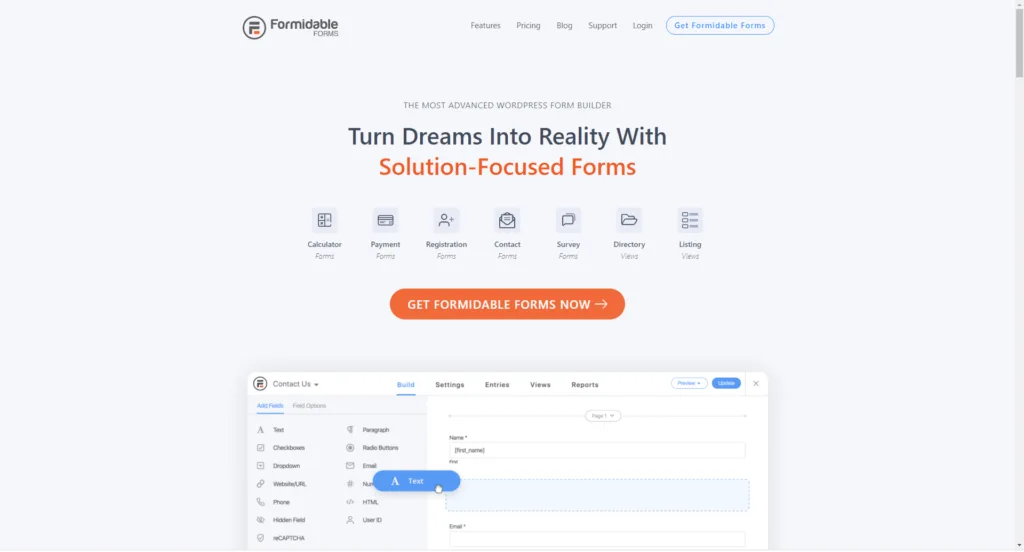 formidable forms homepage