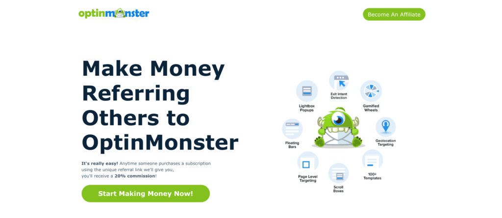 OptinMonster affiliate program landing page